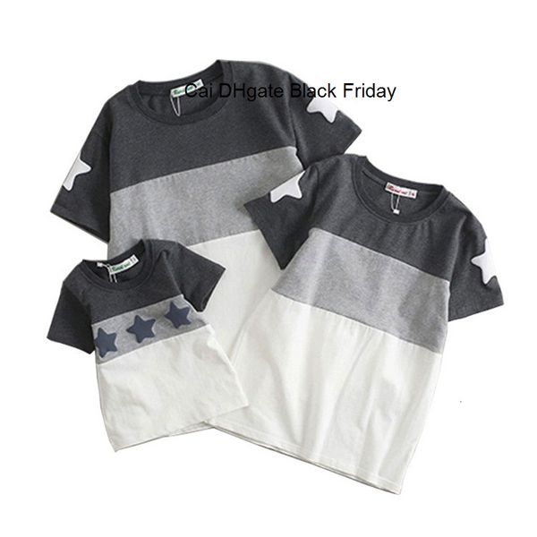 

summer family look tees cotton short sleeve t-shirt for mother daughter father son matching outfits casual parent -child clothes, Blue