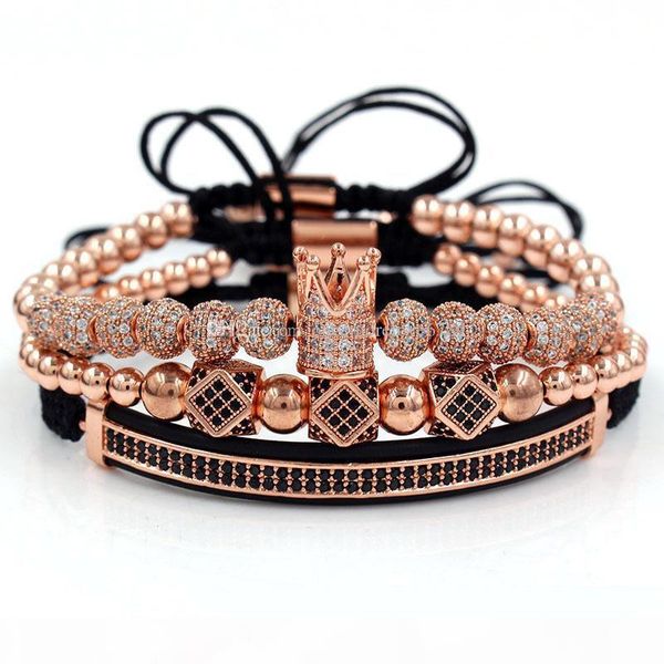

men crown charm bracelet mens luxury beaded bracelets designer jewelry women braclet womens bangles bangle fashion accessories 3pcs set, Golden;silver