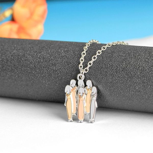 

fashion women necklace cartoon character sisters pendant charm lady jewelry gift, Silver