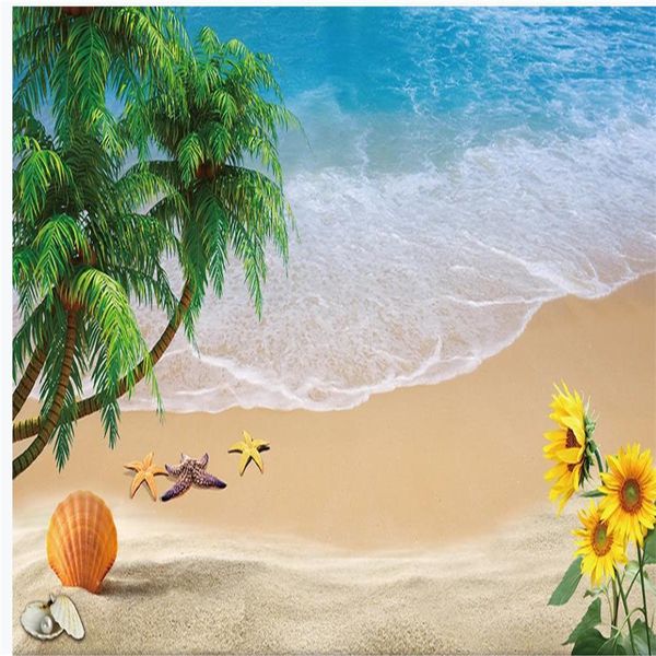 Fototapeten Tapete Strand Tapete Kokospalme Sonnenblume Tapeten Meer Shell Landschaft Wand