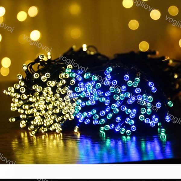 

solar garden lights led string 52m 32m 300 400 led rgb single color light 8 mode for outdoor garden christmas holiday decoration dhl