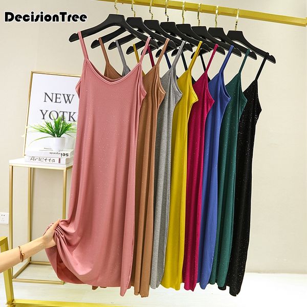 

2020 full slips women long slip intimates slip nightwear babydoll underdress solid petticoat bodycon camisole, Black;red