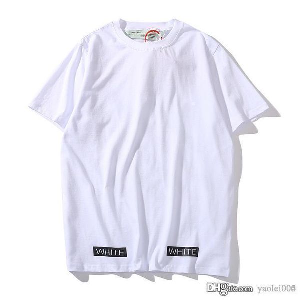 

cotton t-shirt ofw striped twill men's european and american street fashion brand white youth premium casual cotton short sleeve284, White;black
