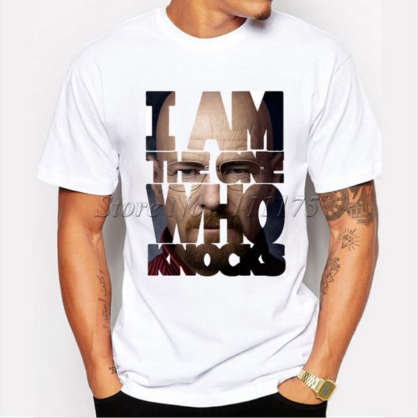 

2019 new fashion breaking bad walt white i am the one who knocks design men's t shirt hipster cool short sleeve tees