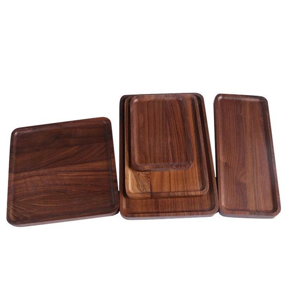 

rectangle black walnut plates delicate kitchen wood fruit vegetable bread cake dishes multi size tea food pizza snack trays vt1606 t03