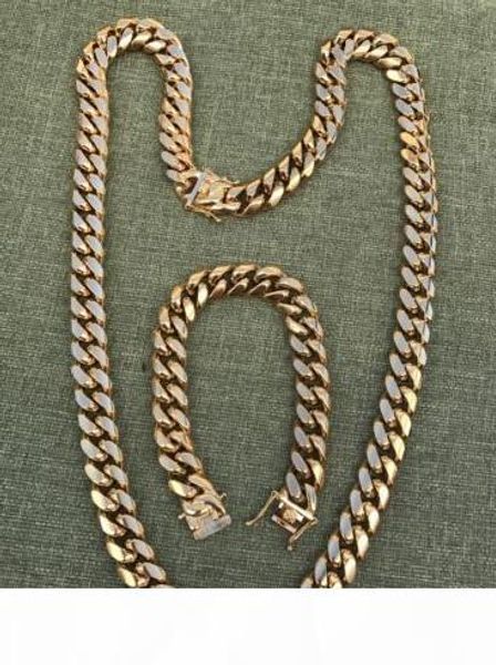 

14мм мужчины кубинского майами link браслет chain set 18k позолоченный, Silver