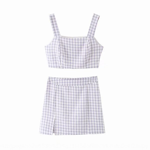 

горячие продажи летний новый стиль все-матч плед юбка куртка пальто горячая продажа лето новый стиль все-матч похудение плед строп топ похуд, Gray