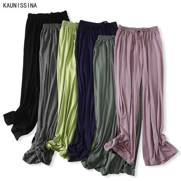 

women pajama pants sleep bottoms soft modal wide leg sleepwear pants solid casual loose fit lounge home wear nightwear 17 colors, Black;red