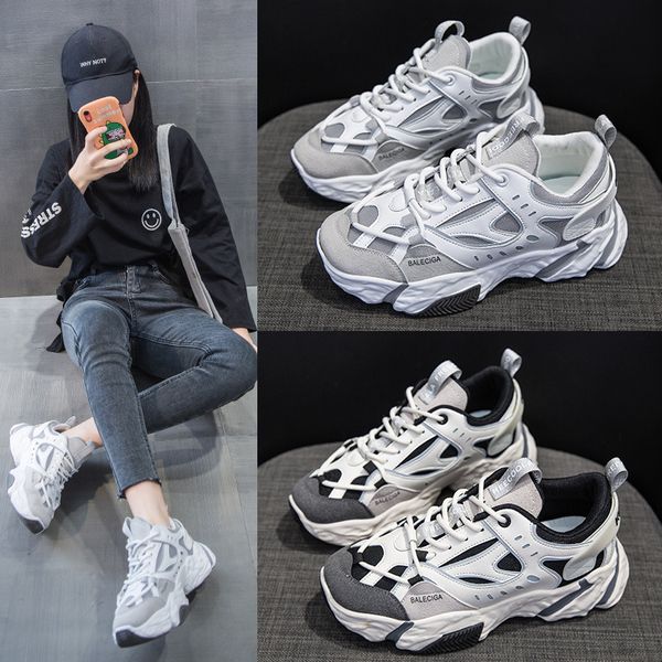 

net red dad shoes women 2020 autumn new korean student sneakers women platform platform shoes board shoes women, Black