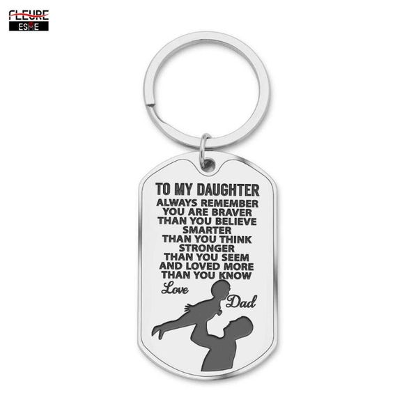 

to my daughter keychain back to school inspirational gifts key chain from dad mom birthday gifts for girls boys keyring, Silver
