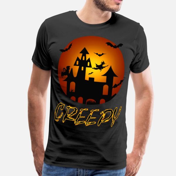 

halloween witch house witch bat scary t shirt men character short sleeve round neck homme crazy humor summer style family shirt