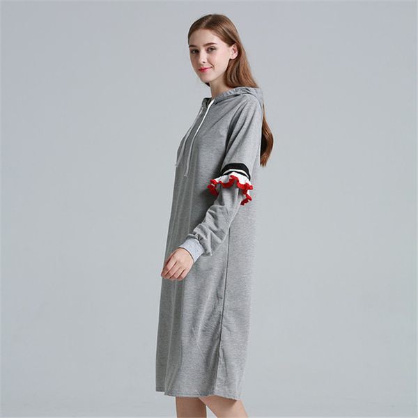 

autumn winter women hoodies long sweatshirts patchwork fashion female pullovers hoodie causal skirt y063, Black