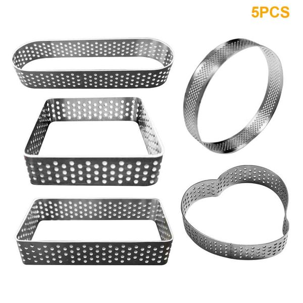 

5 shapes heat resistant tart ring cake mousse for pastry molds stainless steel