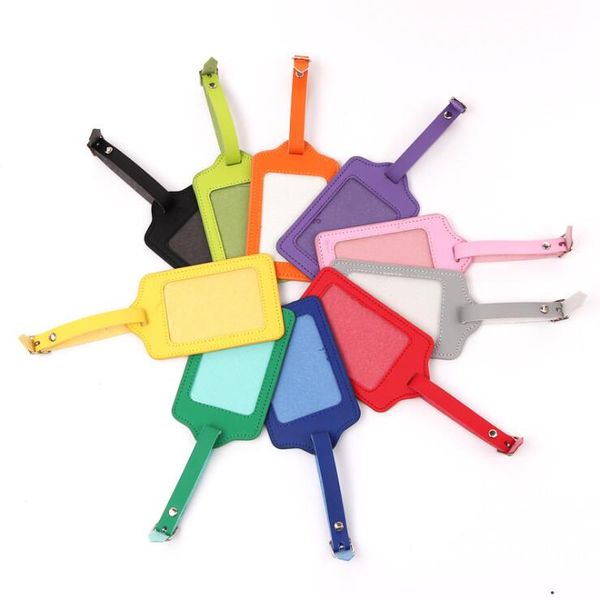 

pu leather suitcase luggage tag label for women men handbag pendant baggage claim travel accessories id address tags gift ing, Black