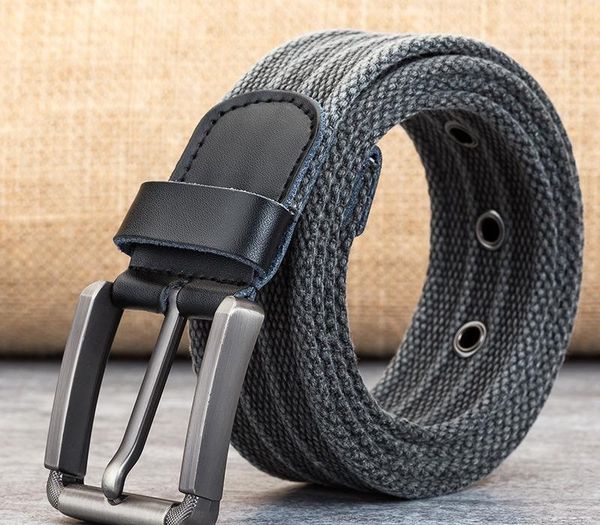

2020 Men's and Women's Same Canvas Belt pin Buckle Polyester Woven Fashion Wild Big Buckle Trouser Belt