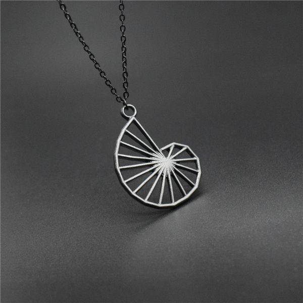 

4 colors theodorus spiral pendant necklaces - math jewelry - geometry charm necklaces, Silver