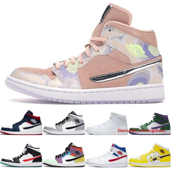 

самая высокая qualityjumpman 1 средних мужчины женщины баскетбол обувь кожа конструктора p (her) spective сша light smoke серых тройной бела, Black