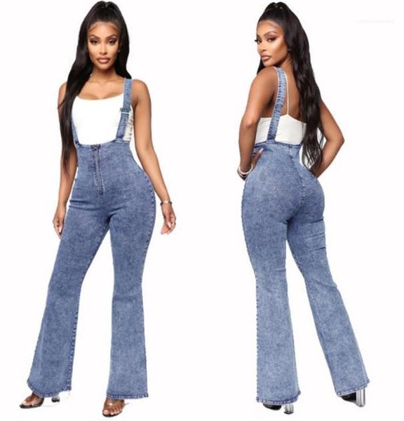 

flare jeans casual females clothing solid color womens designer flare jeans fashion strap zipper panelled womens, Blue