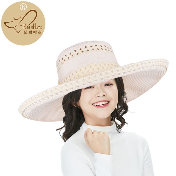 

ladies mixed paper braid sun hat with paper braid bow beach hat s10-4132, Blue;gray