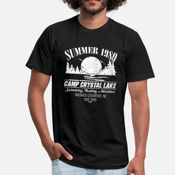 

summer 1980 camp crystal lake swimming boating adv t shirt men sunlight short sleeve round collar vintage sunlight basic summer trend shirt