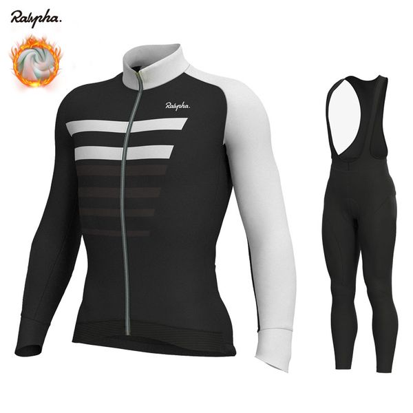 

2020 pro team ralvpha cycling jersey bike winter thermal fleece long sleeve set ropa ciclismo bicycle triathlon cycling set, Black;blue