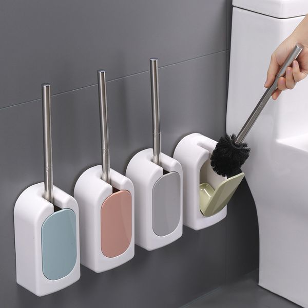 

toilet brushes & holders 4 colors stainless steel wall-mounted long handle soft bristle cleaning brush household bathroom accessories