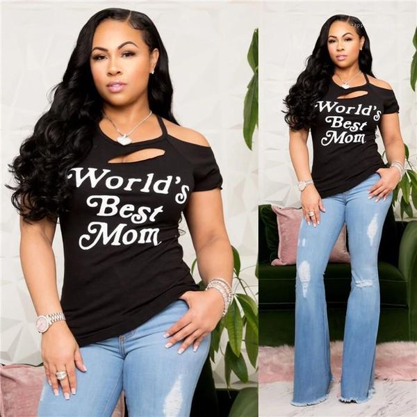 

tees women casual womens hollow out tshirts woman summer designer letter halter hole fashion, White