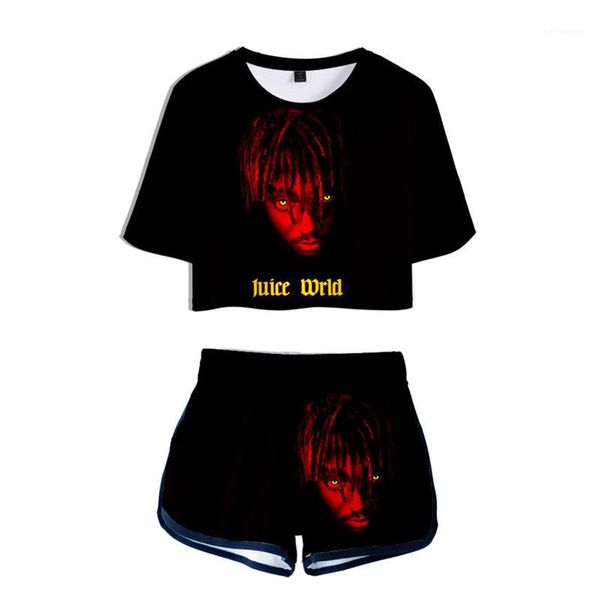 

женская конструктор tracksuit с коротким рукавом пуловер женский 2pcs костюм повседневная женская одежда рэпер сок wrld, Gray