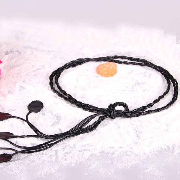 

new arrivals time-limited designers manufacturers women hand-woven thin belt leaves decorative dress dress decorative belt wholesale sh, Black;brown