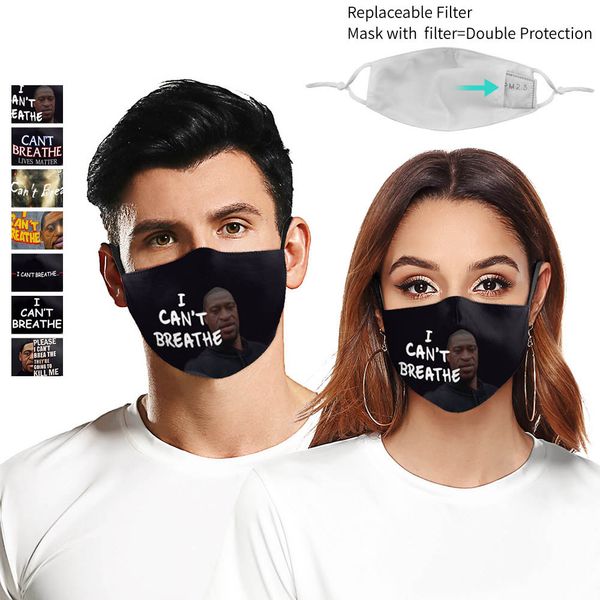 

i cant breathe маску для лица 2020 выборы черные lives matter floyd 3d печатной ткань ткань маска unisex анти пыль моющейся многоразовой пар