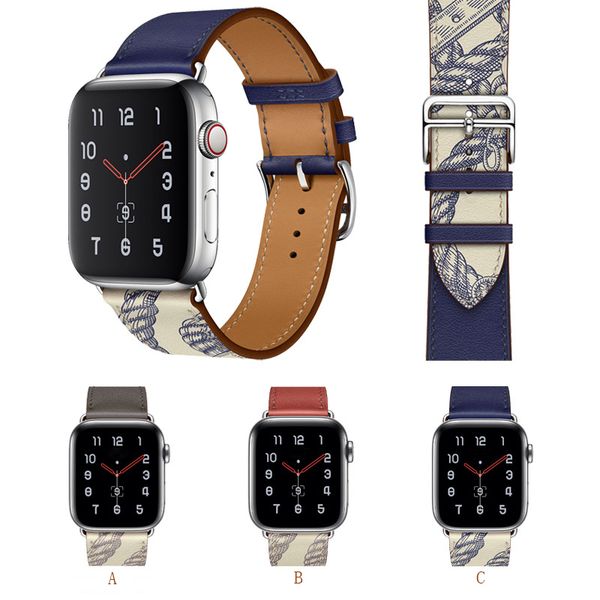 

3 colors cowhide material leather apple watch bands 44mm 42mm 40mm 38mm suitable for apple watch 5 4 3 2 1 series, Black;brown