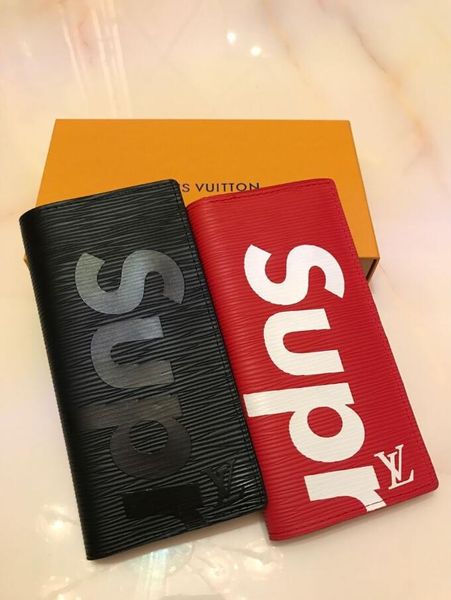 

2020 luxury handbags designers fashion lady single zipper wallets long purse men women wallet card holder pocket clutch bags, Red;black