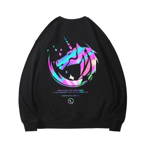 

fashion brand hoodies 2020 spring autumn hip hop loose black luminous casual men's sweatshirts punk streetwear clothes