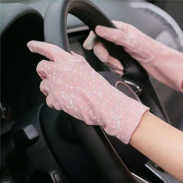 

sunscreen gloves women mid-long summer cotton thin gloves autumn slip-proof touch screen short style sleeve driving, Blue;gray