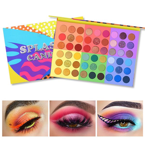 

eye shadow splashy candies 54 colors 6 in 1 palette glitter matte vivid summer look eyes makeup neon eyeshadow powder