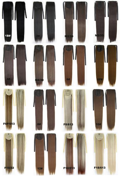 

21 inches straight synthetic hairs exentions per i capelli ponytail 18 colors simulation human hair ponytails bundles rp666, Black