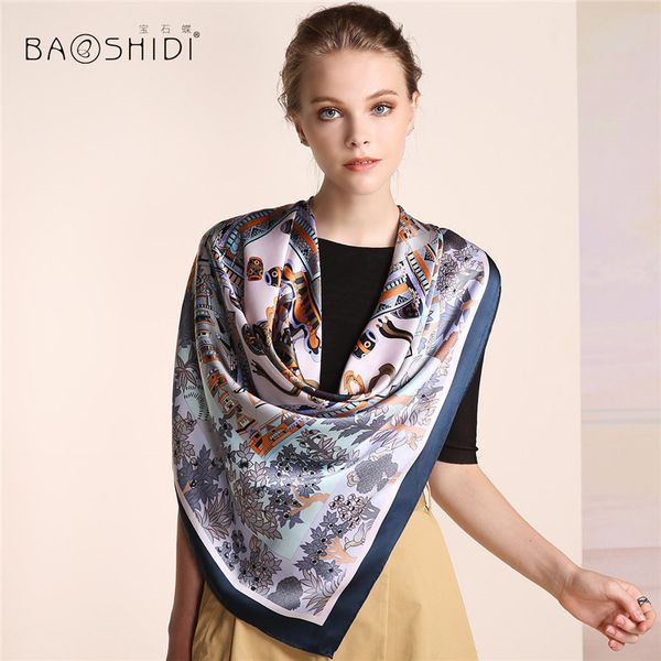 

baoshidi]2020 autumn new arrival,16m/ women 100%silk scarf ,square pure scarves,traditional chinese scarfs, Blue;gray