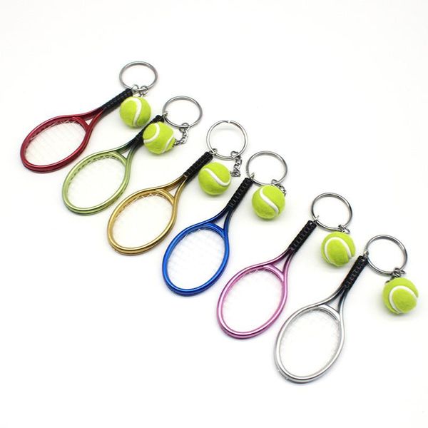 

cgjxssimulation tennis keychain plastic tennis racket keyring key chains for women girls bag pendant decoration creative gift 6 colors for c