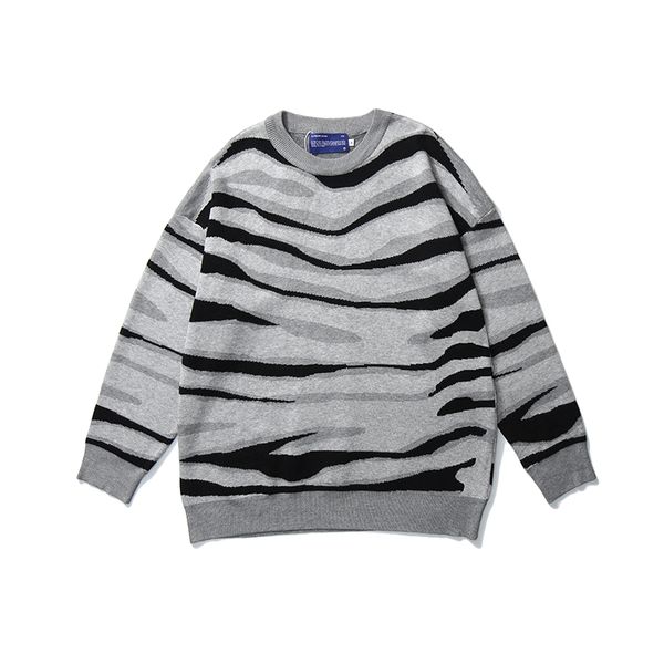 

contrast color pattern striped mens sweaters autumn round neck oversize casual sweater baggy hip hop clothing, White;black