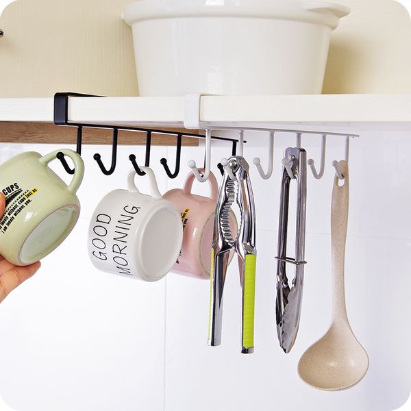 

hooks & rails 1pc 6 cup holder wall mounted cabinets rack containers kitchen accessories multi-function hanging tools