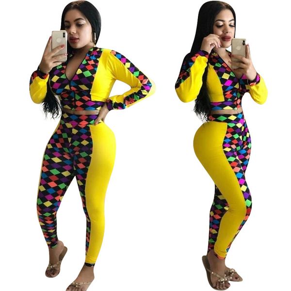 

women designer plaid patchwork tracksuits casual 2 piece pants slim suits fashion spring autumn two pieces outfit with zipper, Gray