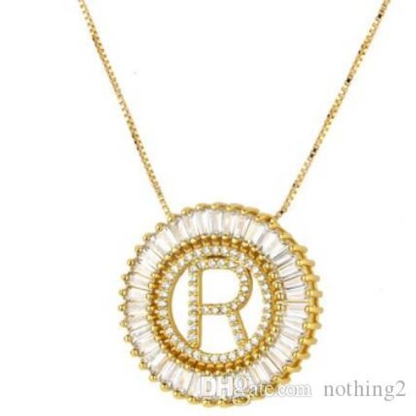 

designer jewelry necklace for women men zircon 26 letters pendant circle gold color ot fashion of shipping, Silver