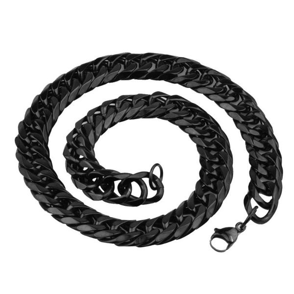 

19mm heavy cool 316l stainless steel black color cuban curb chain bracelet wristband men's jewelry 7-40inch christmas gift, Silver