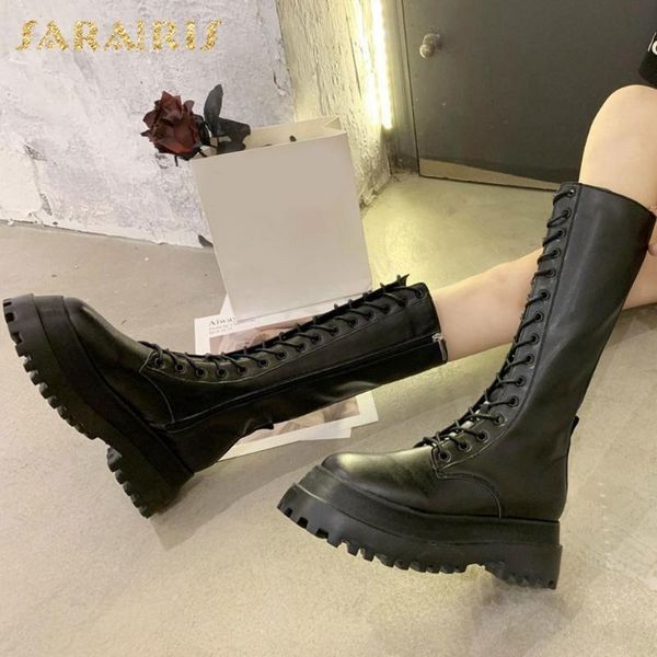 

sarairis 2020 platform cool street fashion motorcycles boots female winter shoes woman, Black