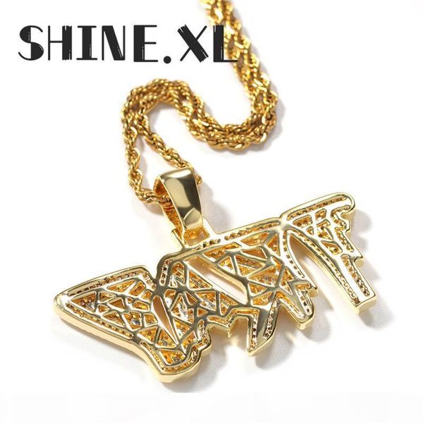 

iced out diamond letter trap pendant necklace gold silver plated mens hip hop jewelry gift