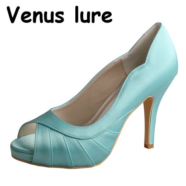 

lure bridesmaid shoes for women mint green peep toe platform pumps, Black