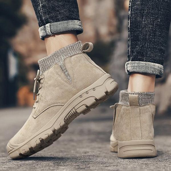 

plus mens fashion boots casual shoes for men sneakers male comfortable ankle booties man zapatillas hombre size 48, Black