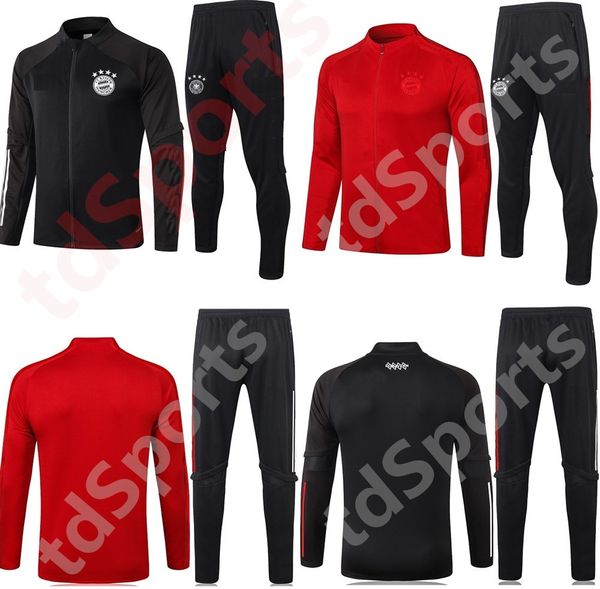 

2020 2021 bayern munich kit long sleeves full zipper football warm jacket uniforms tracksuits soccer 20 21 football coat training suit, Black