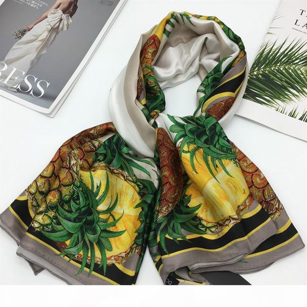 

new design black color scarves size 130cm-130cm 100% silk material print stripe pineapple pattern hand hemming suqare scarf for women, Blue;gray