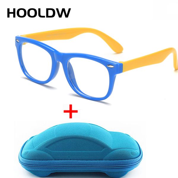 

hooldw flexible kids glasses tr90 silicone safety optical frame children eyeglasses boys girl baby computer transparent eyewears, Black